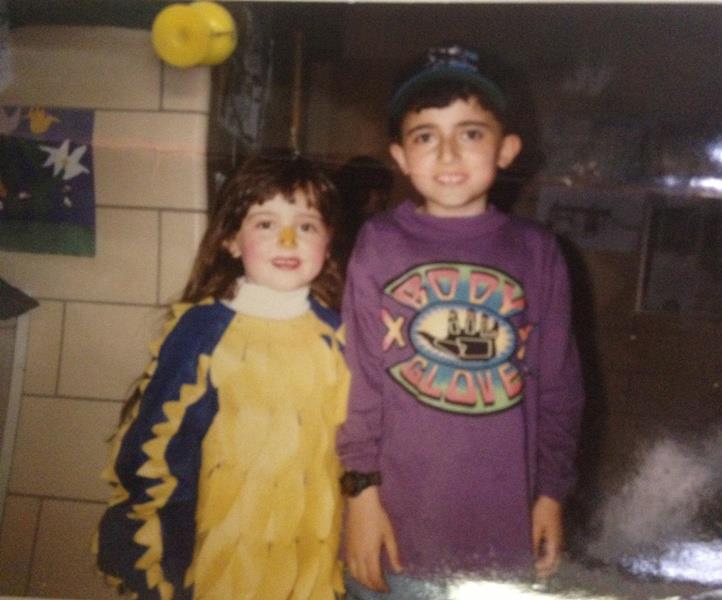 Me and my brother KC after my dramatic debut as a Goose in the first grade production of <em>The Little Red Hen.</em>